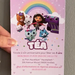 Carton invitation personnalise theme gabby chat