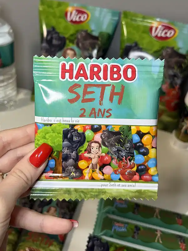 Paquet de bonbons personnalisé Haribo thème Tarzan