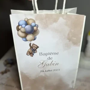 Sac papier personnalise theme ballons nounours